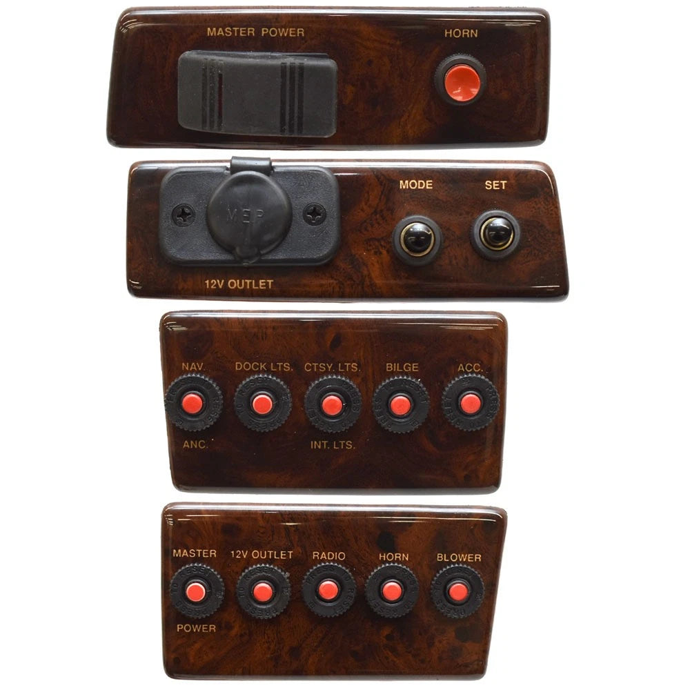 Godfrey Pontoon Boat Switch Panel Kit - Sanpan Woodgrain (set of 4)
