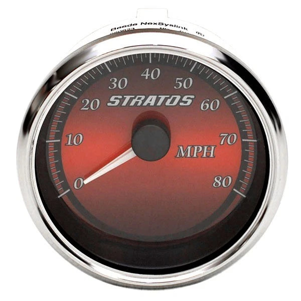 Stratos Boat Speedometer Gauge 7E539R1 - Beede 3 1/4 Inch Silver Red