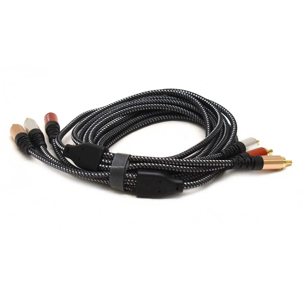 Cutwater Boat Audio Video RCA Cable - 12 FT Braided Black - Gray