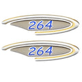 Four Winns Boat Raised Decal 055-2761 - 264 Gold Silver Blue (pair)