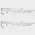 Fisher Boat Raised Emblem Decals - Silver - White Vinyl Sticker (pair)