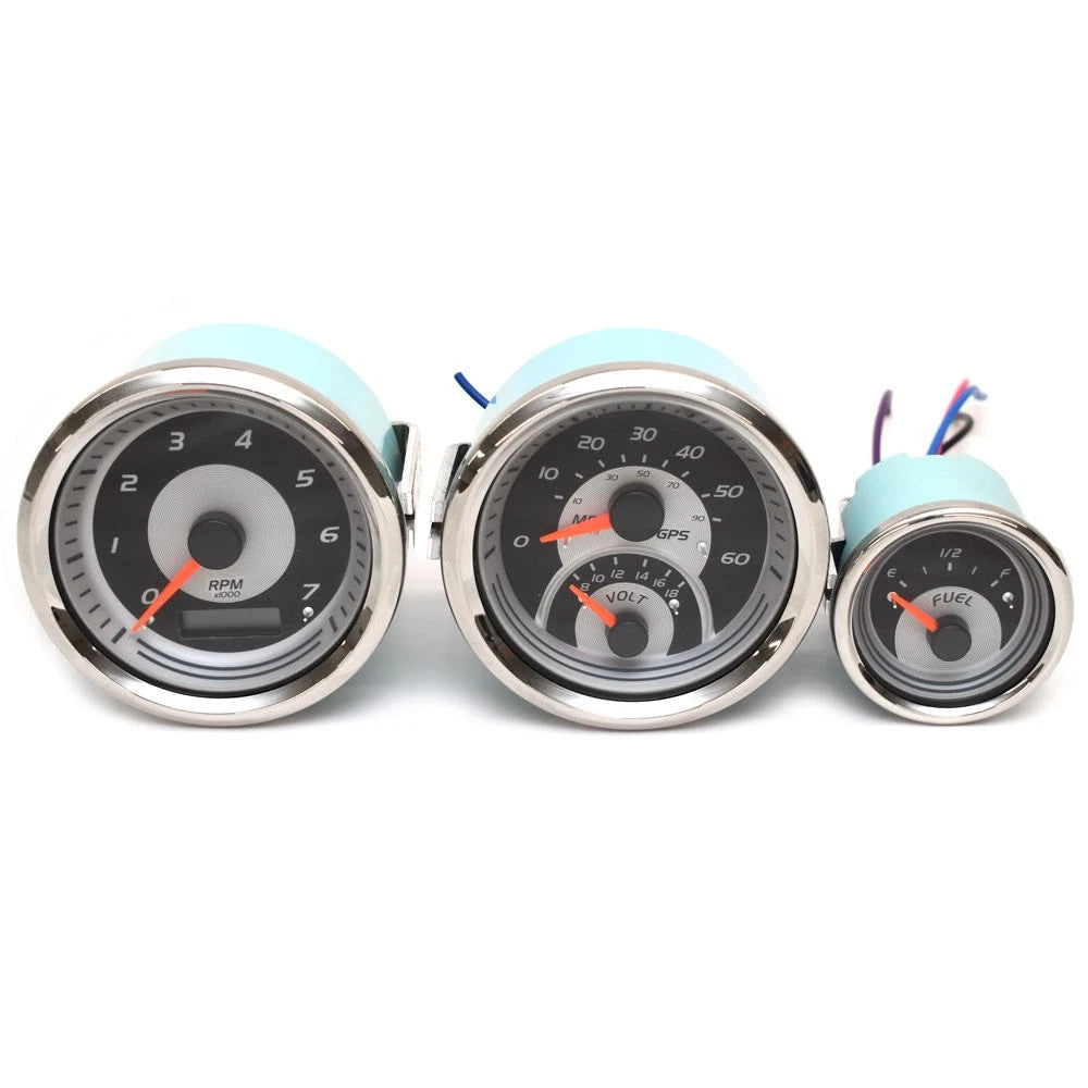 VeeThree Boat Multifunction Gauge Set - GPS Speedometer (3 PC)