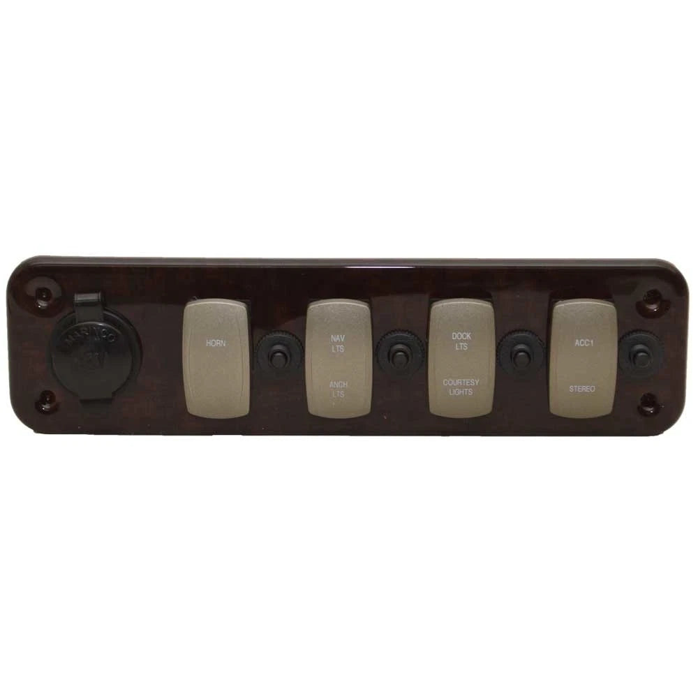 Premier Pontoon Boat Rocker Switch Panel - 10 1/4 Inch Woodgrain