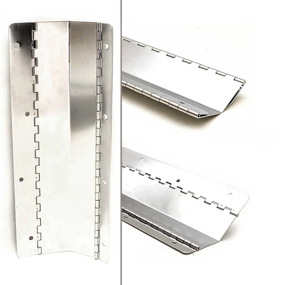 Boat Dual Piano Hinge - Angled 16 Gauge 5 7/8 X 14 1/2 Inch Stainless