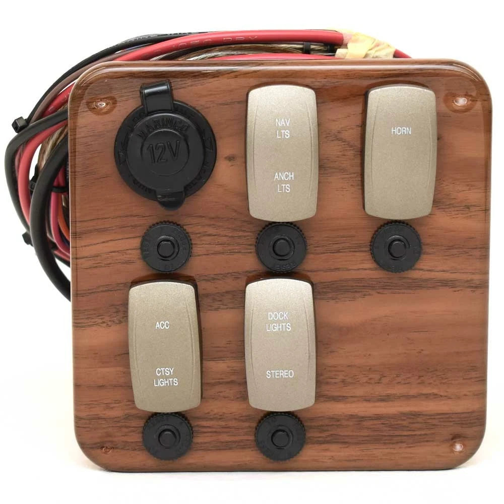 Premier Pontoon Boat Switch Panel 37908CRW - Woodgrain Plastic