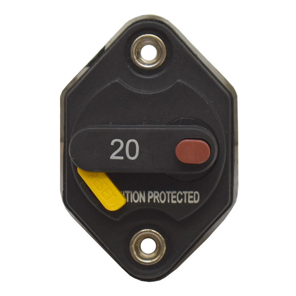Boat Panel Mount Circuit Breaker - 20A 32 VDC Manual Reset