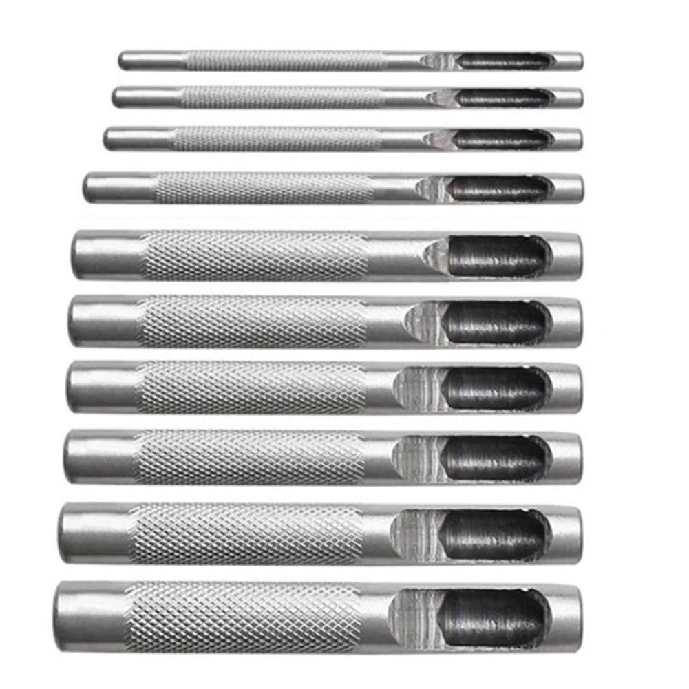 Professional 10pcs Leather Hole Punching Kit with Hollow Drilling Punches