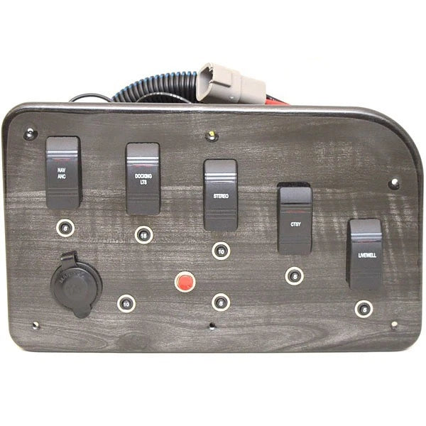 Godfrey Boat Switch Panel Assembly 241266 - Charcoal Faux Woodgrain