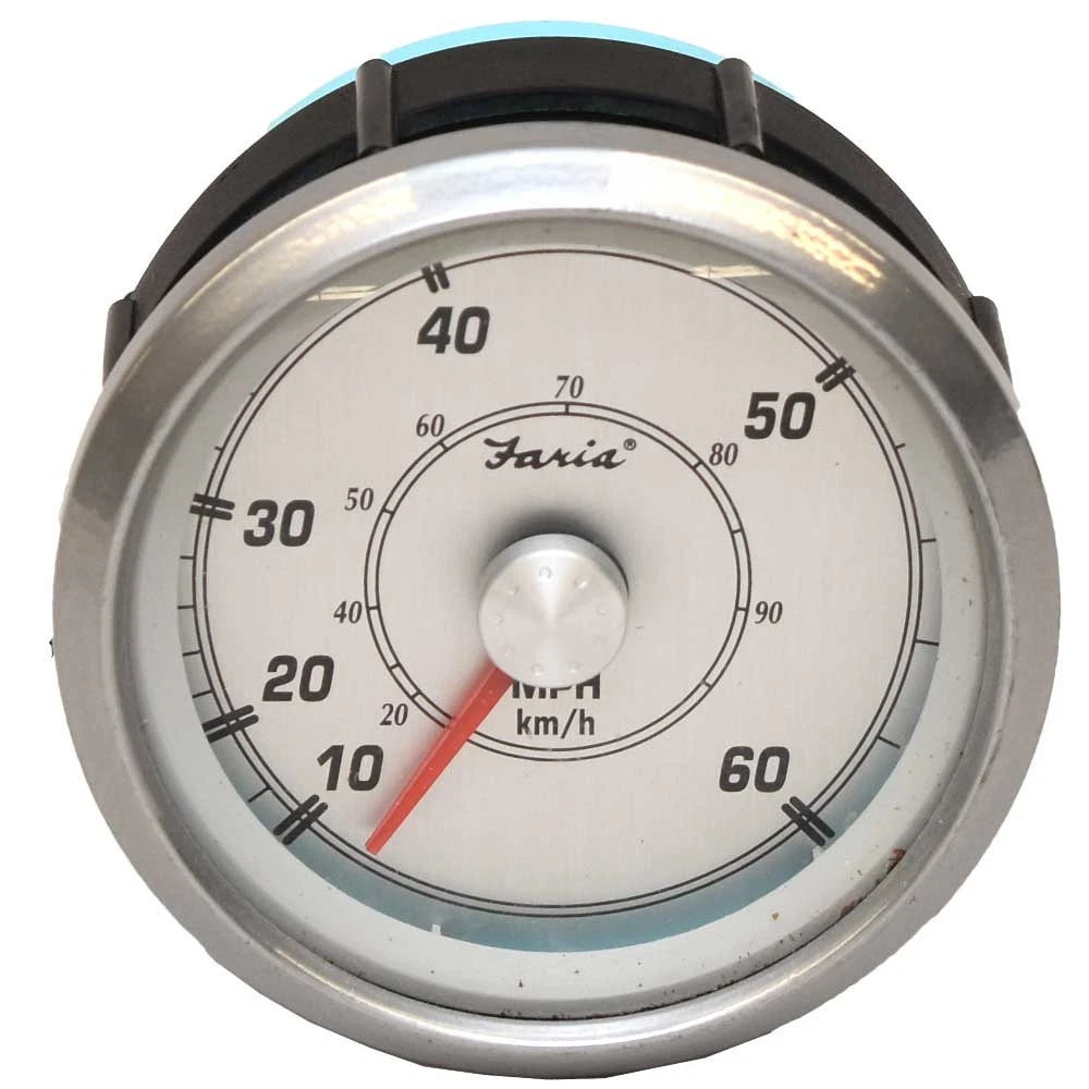 Faria Boat Speedometer Gauge SE9900A - 3 1/4 Inch Silver Black 60 MPH