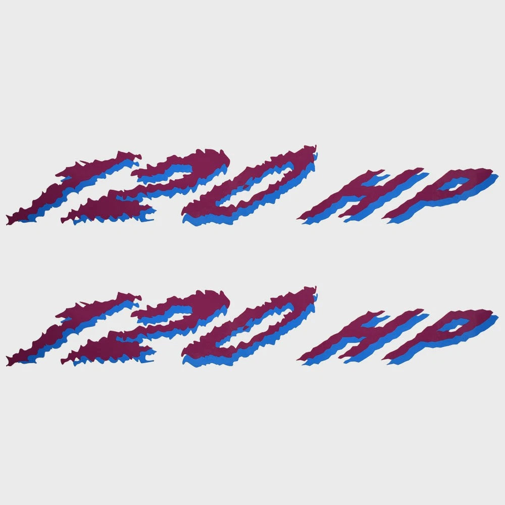 Bayliner Boat 120 HP Decals - 12 7/8 X 2 1/2 Inch Purple Blue (pair)