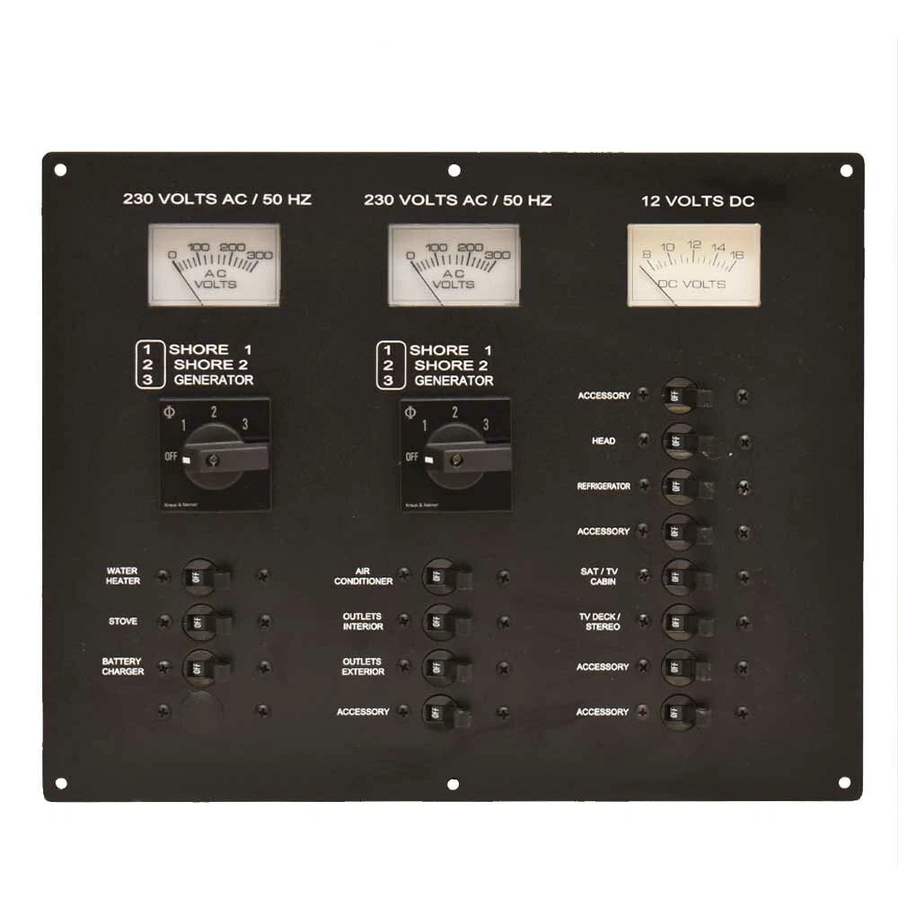 Cobalt Boat AC/DC Breaker Panel 415885 - Black Stainless Steel