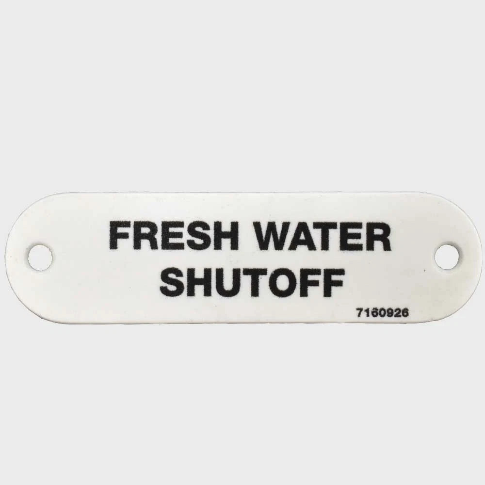 Marquis Boat Label Tag 7160926 - Fresh Water Shutoff White Plastic