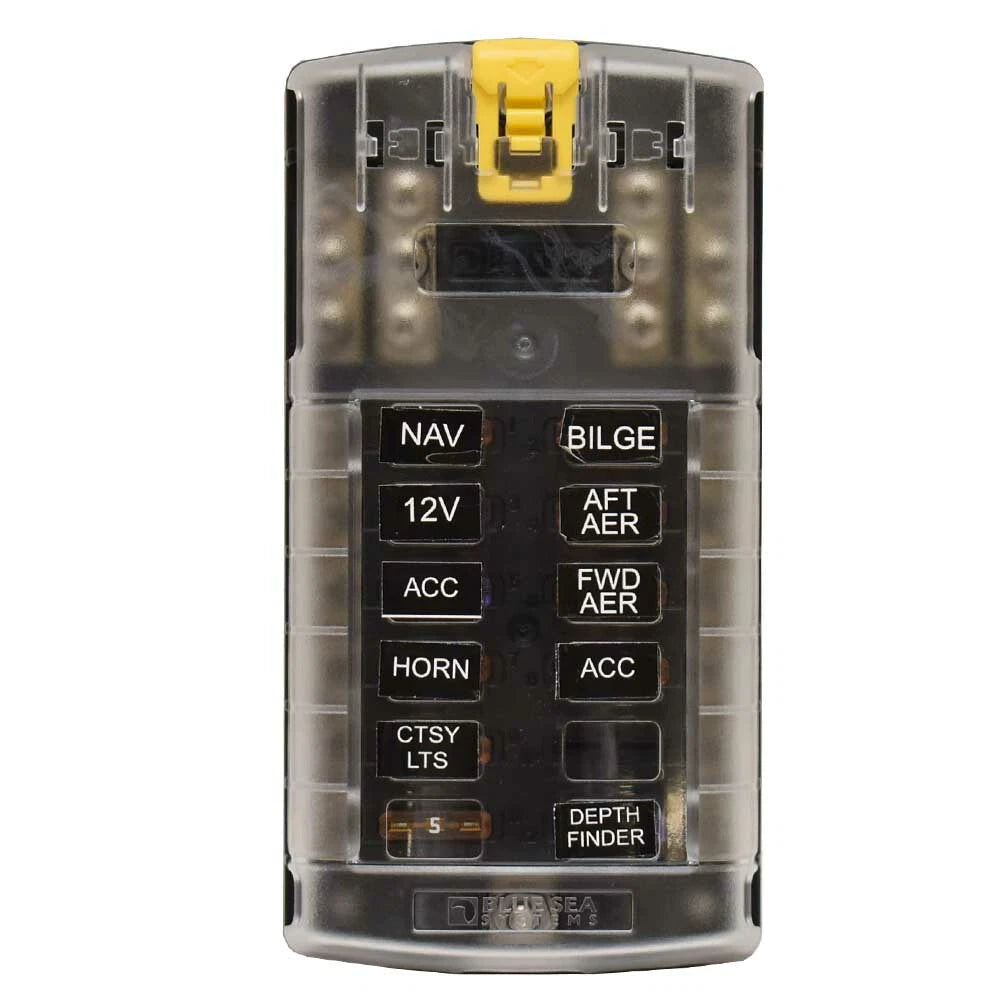Blue Sea Systems Boat Fuse Block with Cover - Black - Clear 12 Position