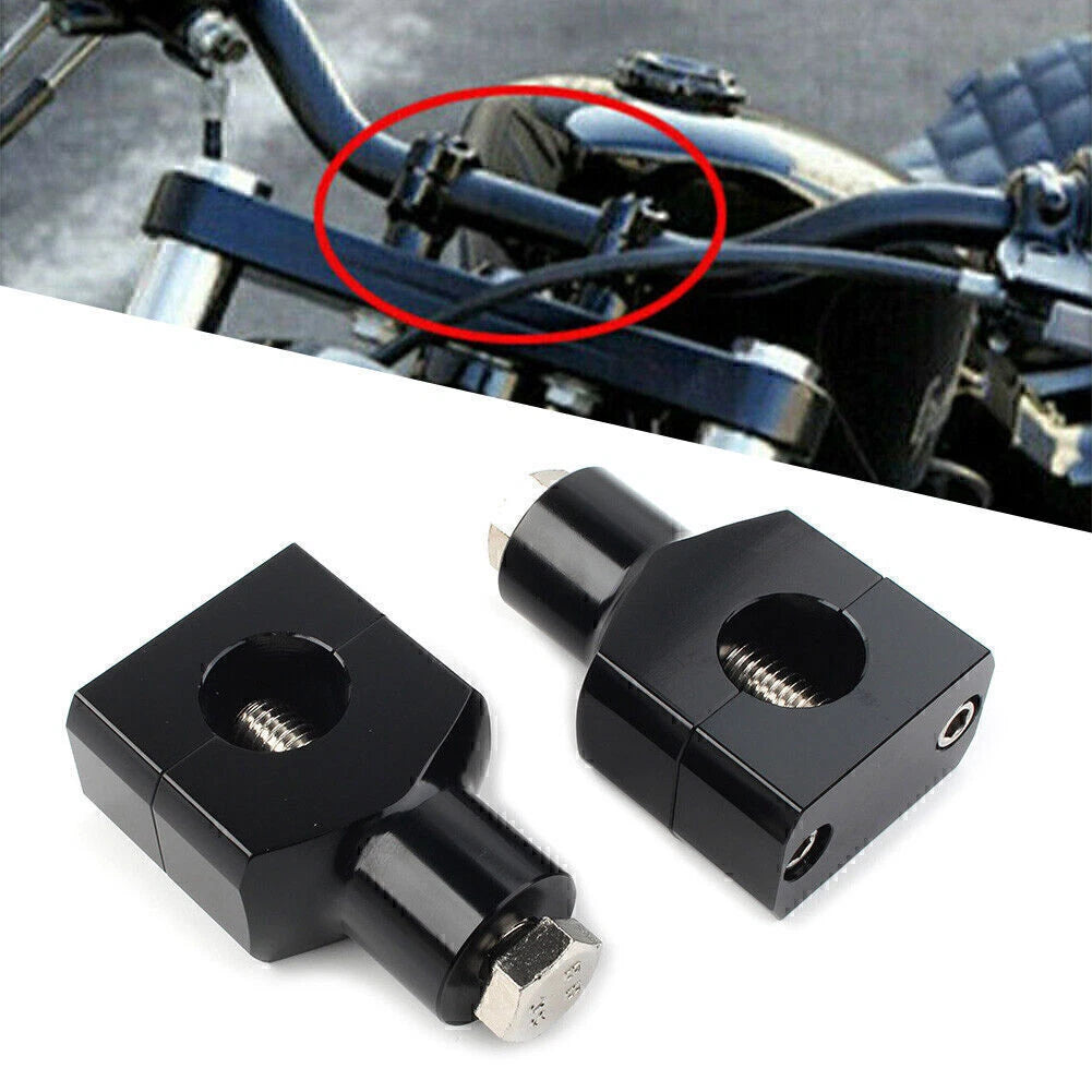 1" Moto Handlebar Handle Bar Adapter Risers Clamp Mounts for Harley Fatboy Black