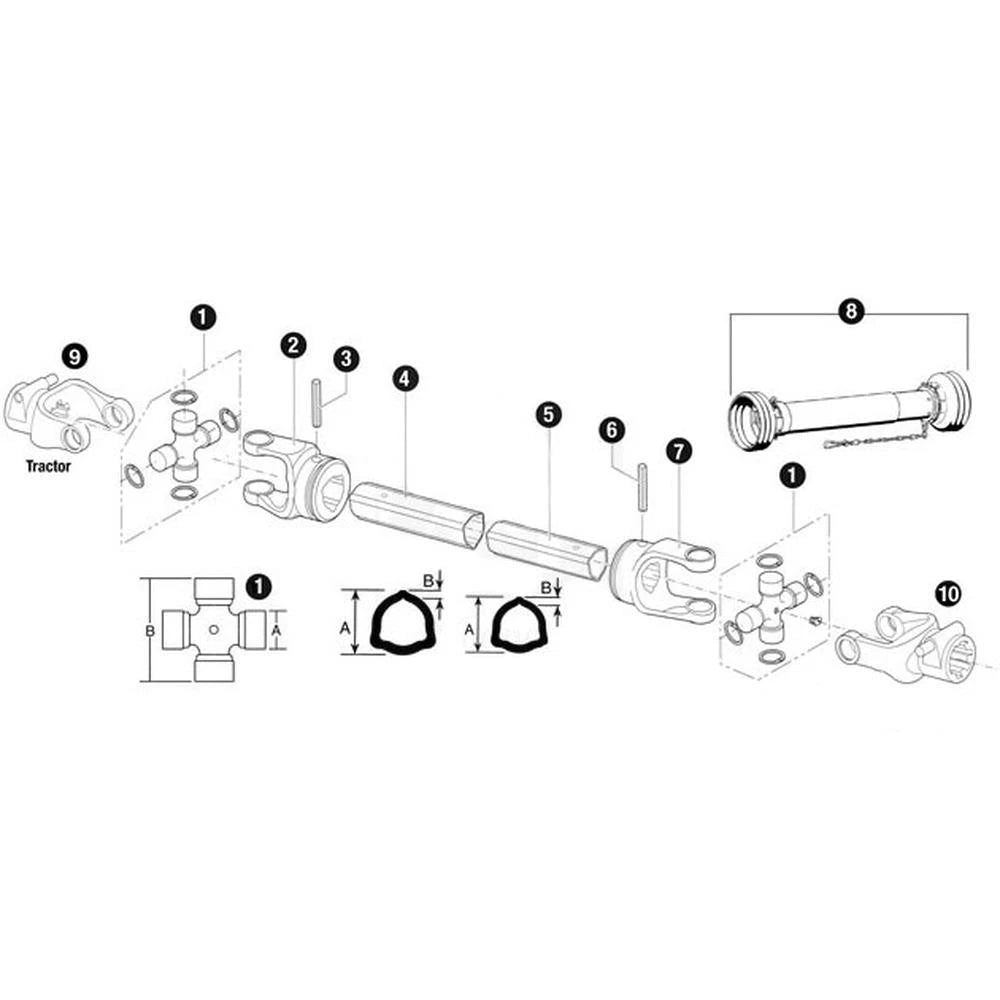 CS53811 D756560 Universal Tractor QD Yoke Driveline 100 Series Fits CAT. 4 S