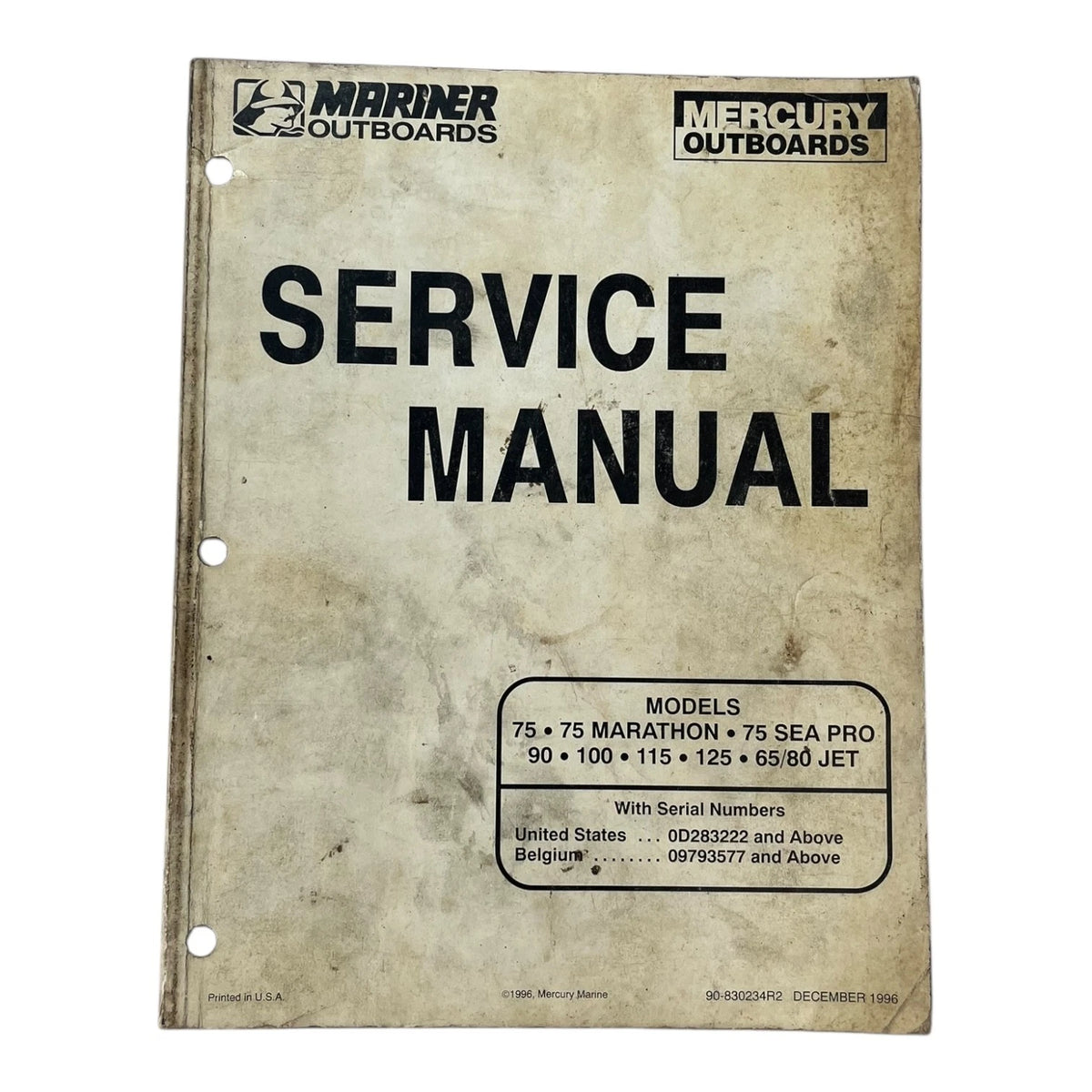 Mercury Mariner Outboards 90-830234R2, Service Manual 75-125 H.P. (1996)