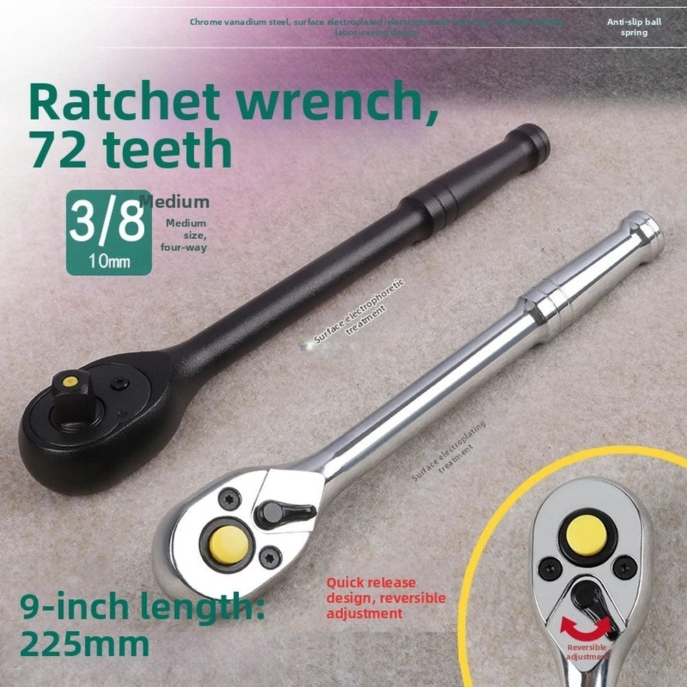 Ratchet Wrench 38 Drive Quick Release 72 Tooth Chrome Vanadium Steel 225mm