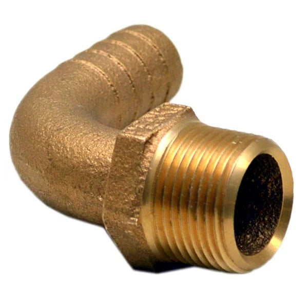 Perko Boat Adapter Fitting 63-5 - Pipe-to-Hose 90 Deg 3/4 Inch Bronze