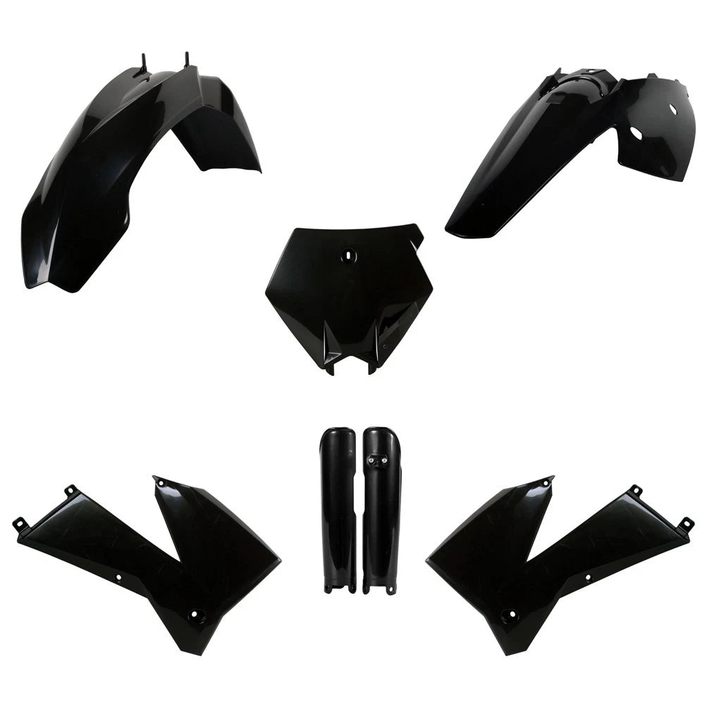 POLISPORT PLASTIC KIT + FORK GUARDS KTM SX 2005-2006, EXC 2005-2007, BLACK