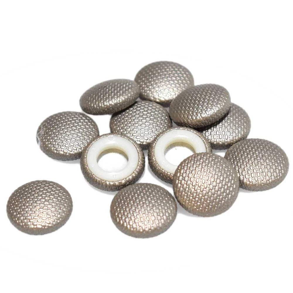 Boat Button Snap Covers - Opulence Pewter 3/4 Inch (set of 12)