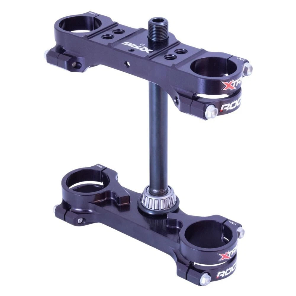 XTRIG Black Triple Clamps ROCS Tech Offset 22mm for KTM 65 SX 2024-2025