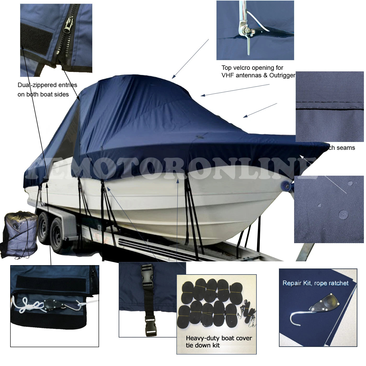 McKee Craft HAMMERHEAD 220 CC Center Console T-Top Hard-Top Boat Cover Navy Pro