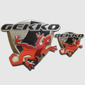 Gekko Boat Raised Emblem Decal Sticker - Black Red Silver (2 PC)