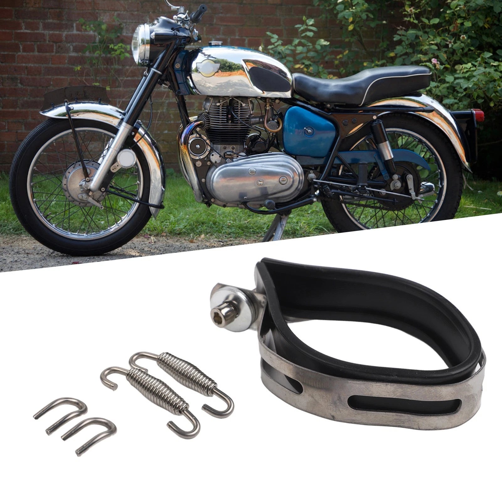 Carbon Fiber Muffler Bracket with Adjustable Stainless Steel Motorcycle Clamp
