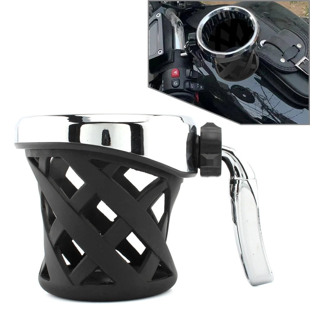 1pc Chrome Motorcycle Handlebar Cup Holder Drink Basket Mount Universal