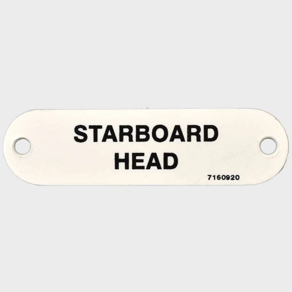 Marquis Boat Label Tag 7160920 - Starboard Head White Plastic