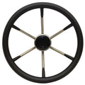 Boat Destroyer Steering Wheel 1425 - 14 Inch 25 Degree Stainless Black