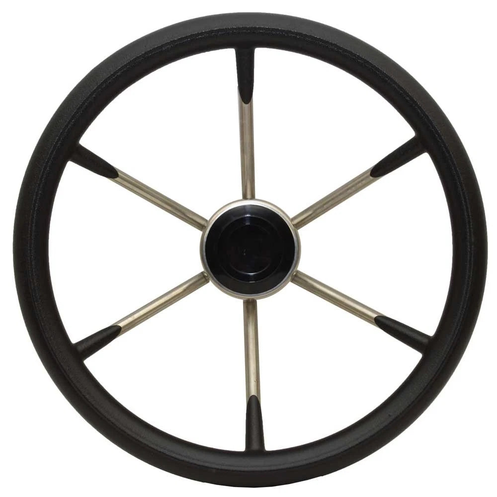 Boat Destroyer Steering Wheel 1425 - 14 Inch 25 Degree Stainless Black