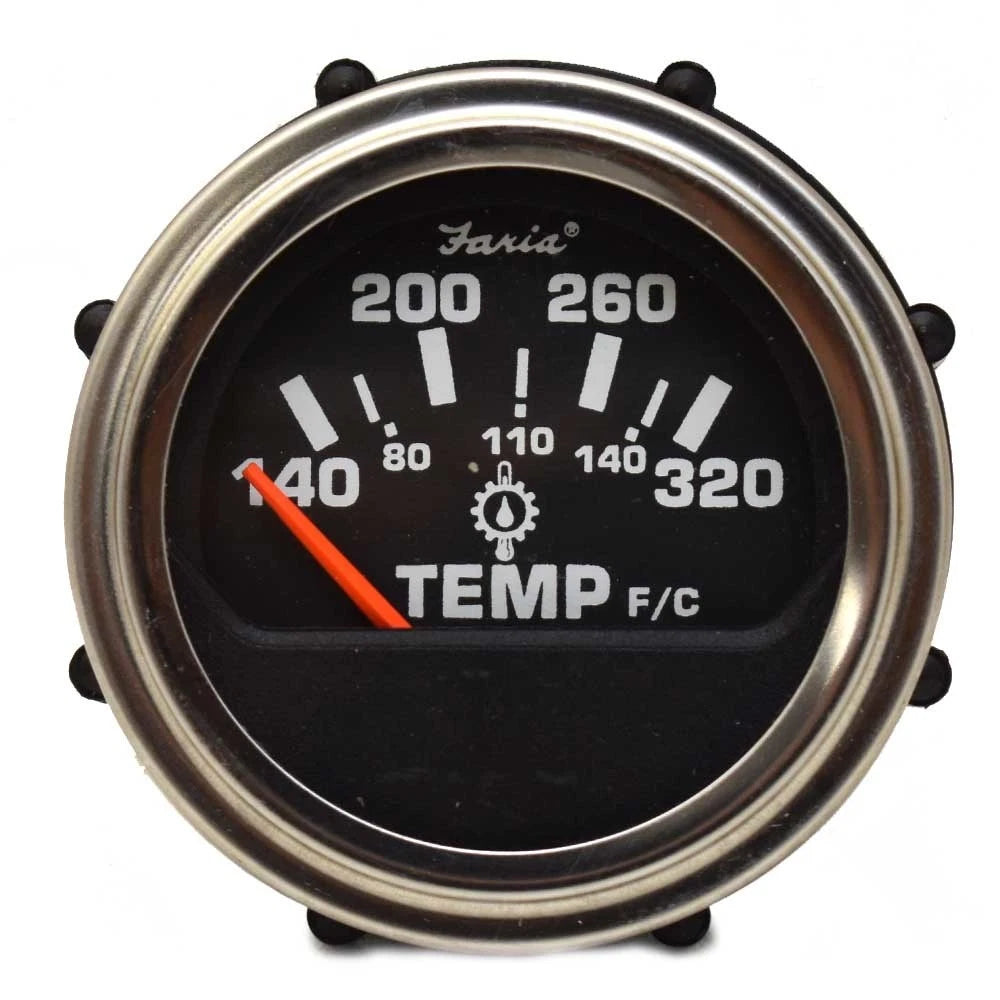 Faria Boat Oil Temperature Gauge GP0631A - Heavy Duty Silver 2 Inch