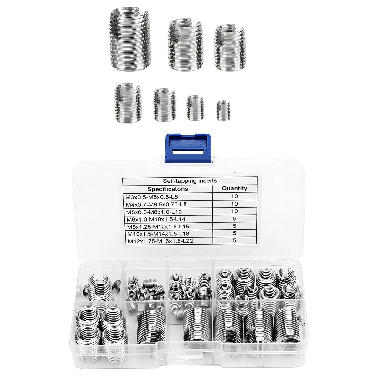 M3-M16 Stainless Steel Self-Tapping Thread Inserts 50 Piece for Workshop Repair