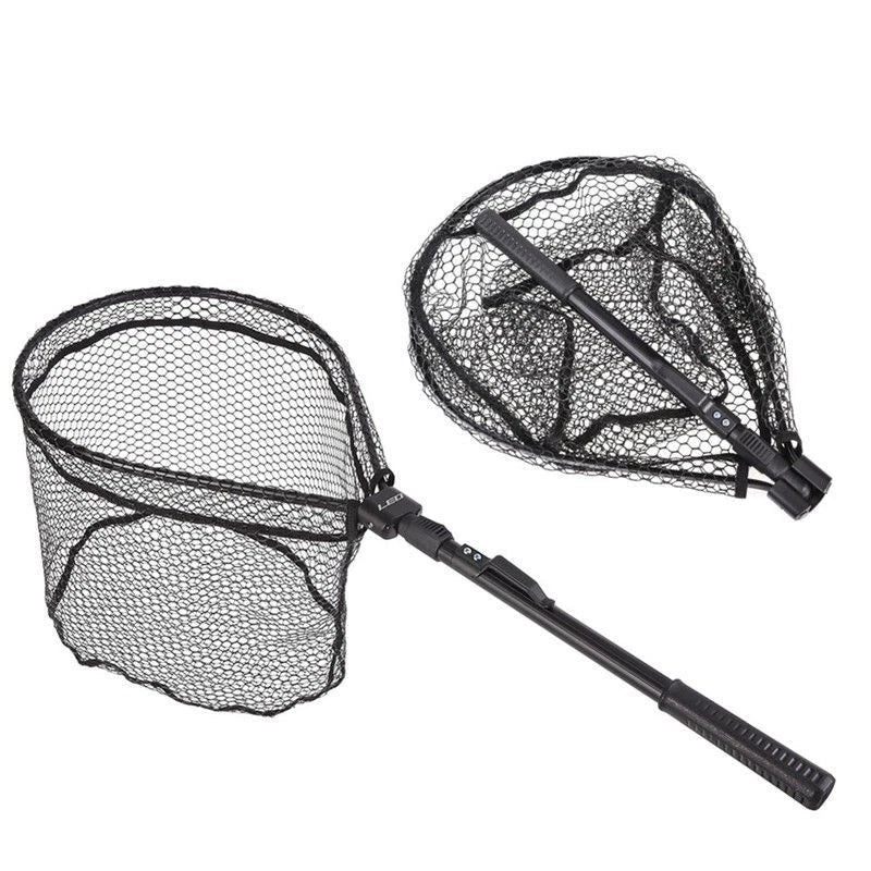 Fishing Net Brail Mesh Folding Handle Portable Rubber 44cm Telescopic Trout 1Pc