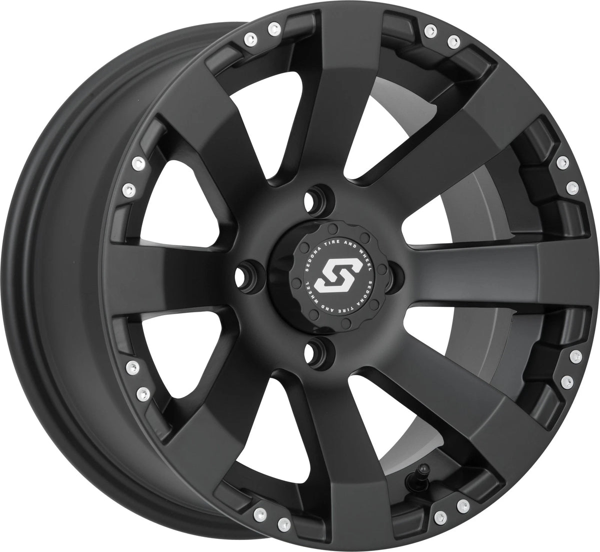SEDONA Spyder Wheel 12x7 4/156 4+3 Black for ATV/UTV, Satin Finish