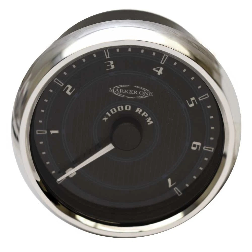 Marker One Boat Tachometer Gauge 415038 - Medallion 3 Inch Silver