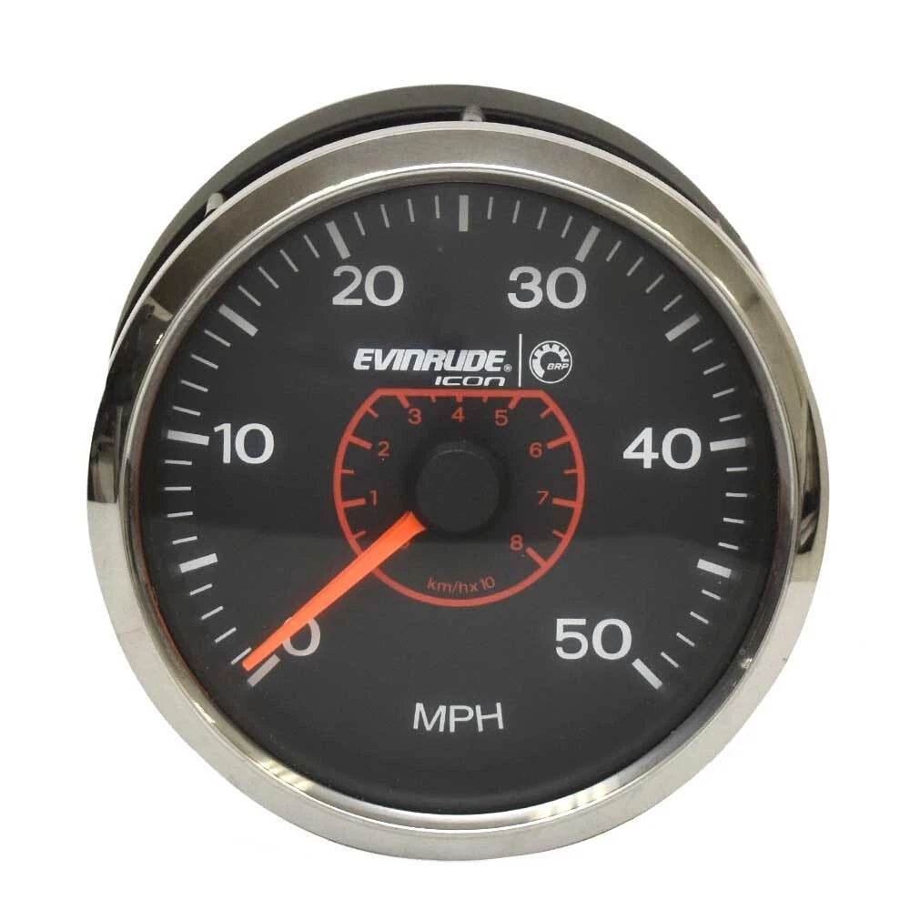 BRP Evinrude Boat Speedometer Gauge SG0013A - Icon 4 Inch Silver Black