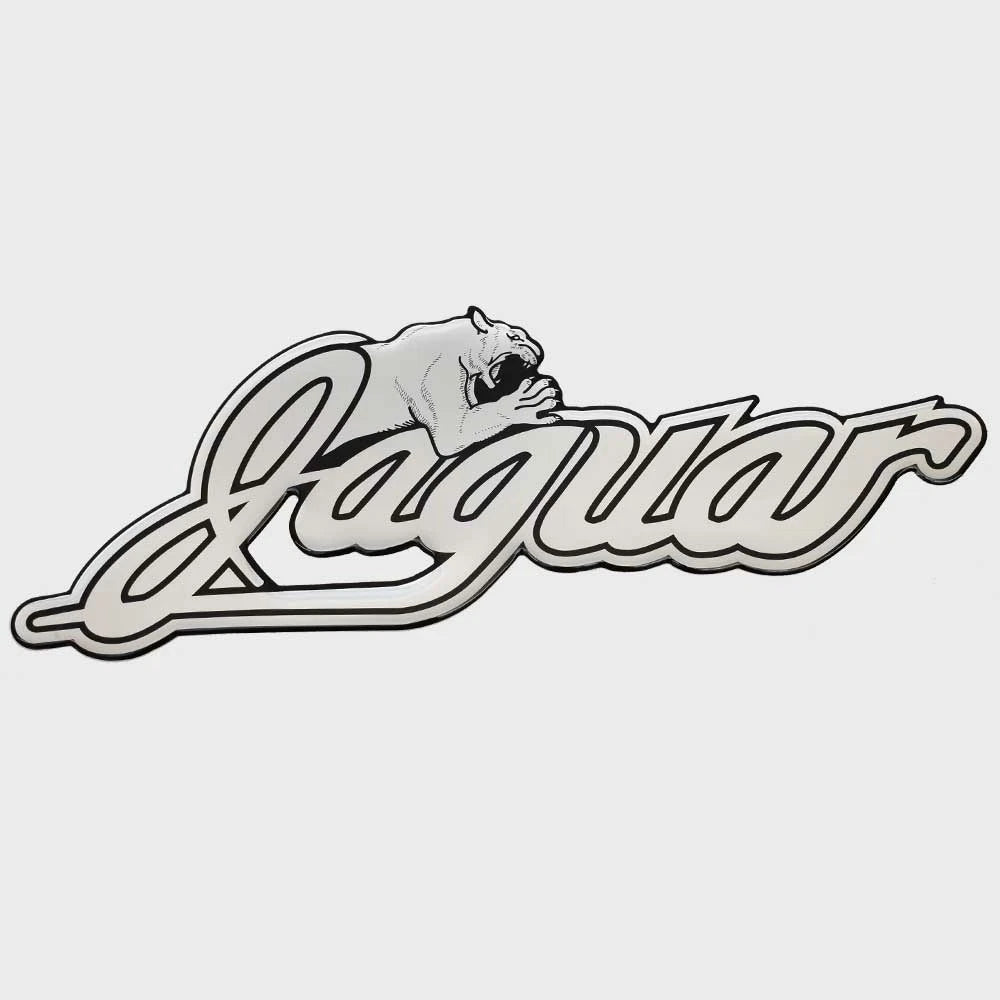 BassCat Boat Raised Emblem Decal - Jaguar Glossy Silver Vinyl