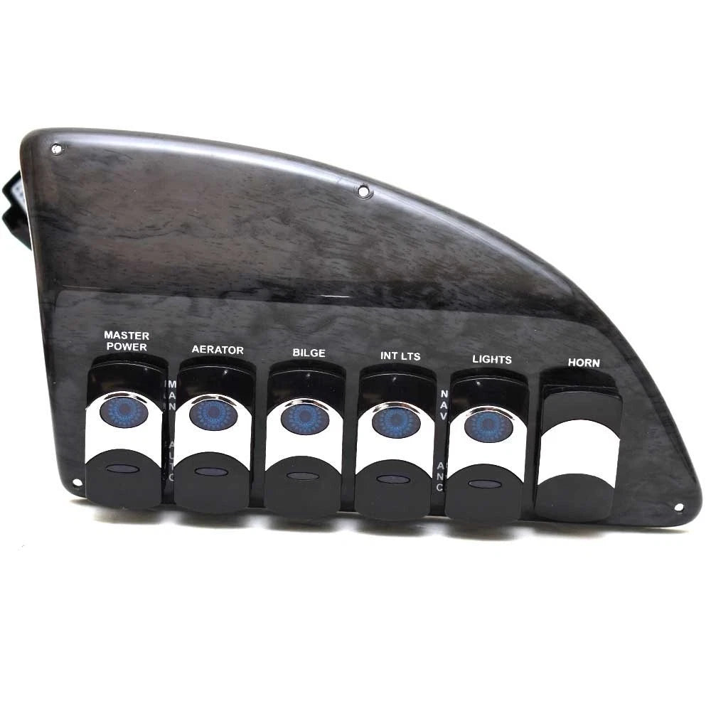 Lund Boat Switch Panel 2095449 - 9 1/8 X 5 Inch Black Faux Woodgrain