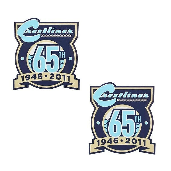Crestliner Boat Emblem Decal Stickers - 65th Anniversary Blue (pair)