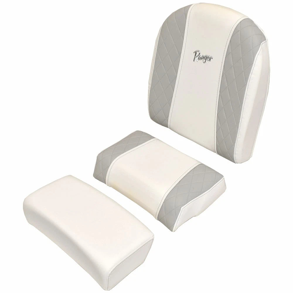 Ranger Boat Leaning Post Seat Cushions - Bay Series White Gray
