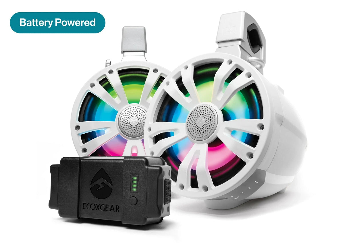 ECOXGEAR Extrmtower 2-Pack 8" Marine Speakers with RGB LEDs & Bluetooth