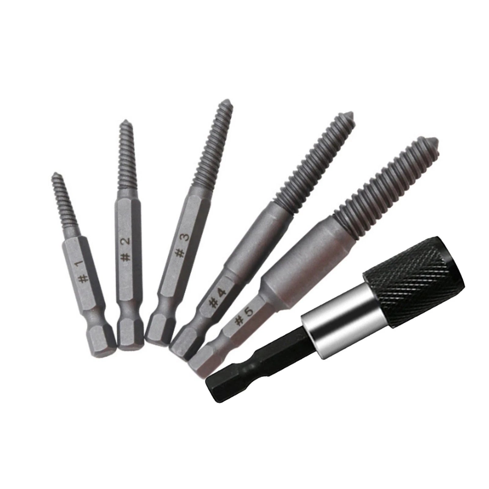 6 X Stud Screw Extractor Remover 1/4 Inch Hex Shank Damaged Bolt Easy Out Tool