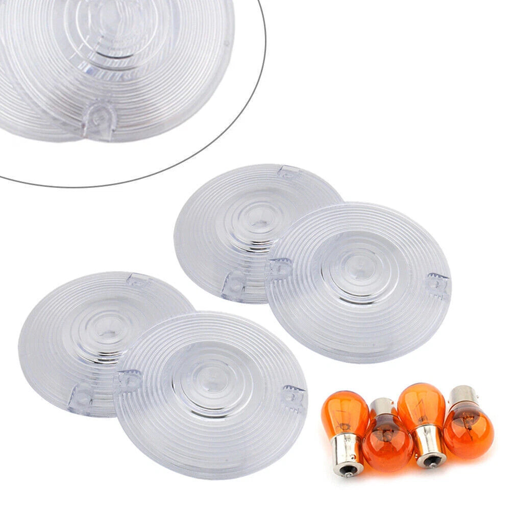 Front Rear Turn Signal Lens Cover for Harley Glide Light Blinker Clear