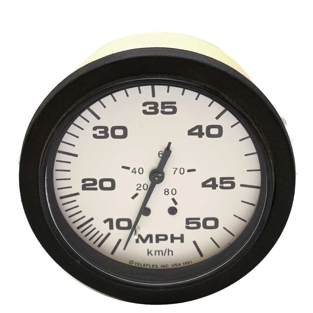 Teleflex Boat Speedometer Gauge 34510 - 3 3/8 Inch Black White