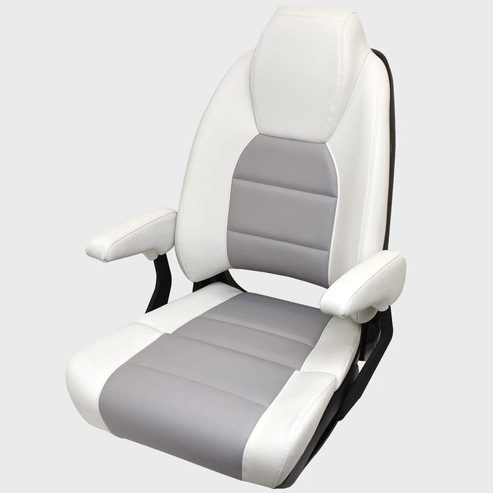 Pontoon Boat Captains High Back Helm Seat 3039-0025832 - White Gray