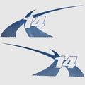 MasterCraft X14 Boat Hull Decals 7501419 - Med Blue Stickers (set of 2)