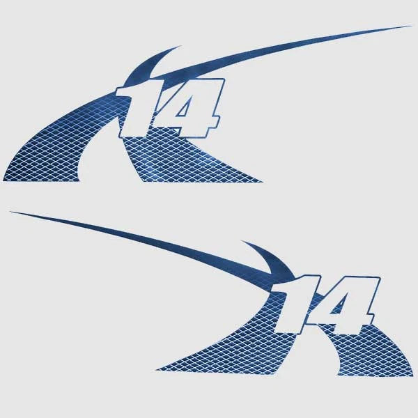 MasterCraft X14 Boat Hull Decals 7501419 - Med Blue Stickers (set of 2)