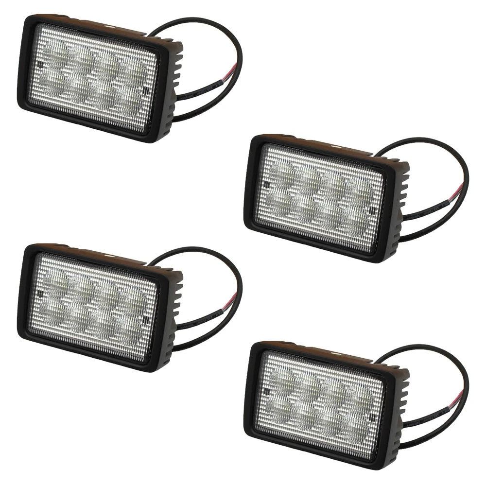 4 Pack: Rectangle LED Flood Work Lamp Fits Case/Internati Onal Harvester